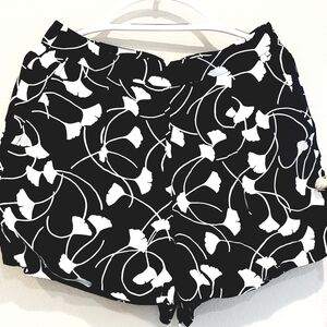 Ann Taylor High Waist Black and White Floral Shorts